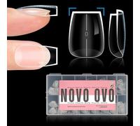 NOVO OVO Lot de 510 faux ongles courts naturels épais à presser, sans courbe C, ballerine en gel souple, couverture complète, faux ongles pour acrylique français, salon de bricolage, 15 tailles