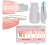 NOVO OVO Medium Coffin Nail Tips Extra Épais Impression Nail Extension Pas de Courbe en C, Capsules d'Ongles en Forme de Boîte Extension Faux Ongles Clair Couverture Complète Ongles Acryliques, Salon