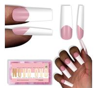 NOVO OVO Old School Wide Lot de 240 faux ongles longs coniques carrés en acrylique pour manucure française, 15 tailles