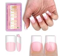 NOVO OVO Old School Wide White French Tips Press on Milky Pink Lot de 240 faux ongles courts et pointus Carrés Top Coat Couverture complète Extension d'ongles pour bricolage x 15 tailles