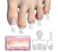 NOVO OVO Pointes d'ongles blanches avec pointe française semi-couverte, gel doux transparent avec ligne auxiliaire pour extension d'ongles faux, carrées, pointues, moyennes et larges pour hommes et