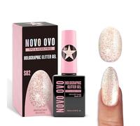 NOVO OVO Reflective Vernis à ongles à paillettes, S02 Champagne Glitz (effet diamant), sans TPO et HEMA - Gel UV Sparkly Holographic Flash - Soak Off LED - Manucure pour bricolage et salon de manucure