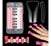 NOVO OVO Y2K Vibe Lot de 120 faux ongles à presser pour acrylique Transparent Couverture moyenne/longue Couverture évasée Y2K Vibe Large French Soft Gel Extension pour salon d'art x 12 tailles dans