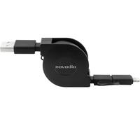 Novodio Câble Lightning/Micro-USB vers USB-A rétractable - 1 m