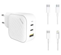 Novodio Chargeur secteur GaN 3 ports USB-A/USB-C 65 W C-Charge 65 GaN avec 2 câbles USB