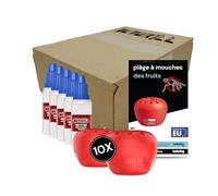 Novokill Piège à Mouches des Fruits - 10x pièges + 5X Attractif 30ml - Efficace pour la Cuisine et la gastronomie - Combattre Les Mouches des Fruits - Piège à Effet Durable - Réutilisable