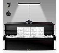 NovoLido 10W Lampe de bureau LED Piano Light avec Base et Pince Interchangeable, 2 en 1 Lampe de Table Protection des Yeux, 3 Modes de Couleur et Gradation en Continu, Bras Flexible à 360 °