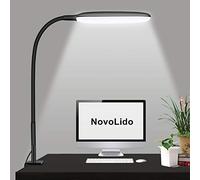 NovoLido Lampe de Bureau à Pince LED avec Adaptateur USB, Lampe de Table Flexible à 360 ° avec 3 Modes de Couleur et Gradation en Continu, Lampe à Pince, Protection des Yeux, Fonction Mémoire