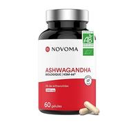 NOVOMA Ashwagandha KSM-66® 1000 mg, Anti-stress & Sommeil, 5% de Withanolides, 60 Gélules Vegan, Fabriqué en France