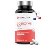 NOVOMA Coenzyme Q10 CAVAQ10® + Vitamines C et E, 60 Gélules Végétales | Pour 2 Mois - Dosage Concentré - Acide Ascorbique et Tocophérol - Fabriqué en France