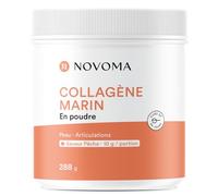 NOVOMA Collagene Marin Poudre Type 1 & 3, Peau & Articulations, 10g par Portion, Cure de 28 jours, Collagène Breveté Naticol Avec Vitamine C, Pot de 288g Saveur Pêche, Made in France