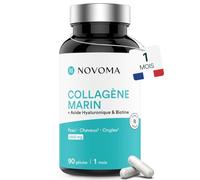 NOVOMA Collagene Marin Type 1 et 3 + Acide Hyaluronique, 90 Gélules | Pour 1 Mois - Avec Vitamine C, Zinc et Biotine - Collagène Hydrolysé Naticol® - Fabriqué en France