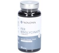 NOVOMA Fer Bisglycinate 14 mg + Vitamine C, Haute Absorption, Immunité & Anti-fatigue, Cure de 3 mois, Complément Alimentaire breveté Ferrochel®, 90 Gélules Vegan, Fabriqué en France