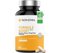 NOVOMA Formule Boost Bio, Complément Alimentaire pour Booster l'Énergie, Avec Guarana, Acérola, Maca & Gingembre, Riche en Caféine et Vitamine C Naturelle, 90 Gélules Vegan, Fabriqué en France