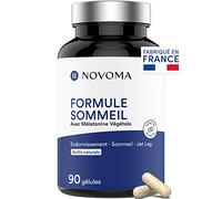 NOVOMA Formule Sommeil avec Mélatonine 1,9 mg, Endormissement & Repos Naturel, Complexe de Plantes avec Melatonine Pure, Mélisse et Passiflore, 90 Gélules Vegan, Made in France