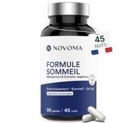 NOVOMA Formule Sommeil - Melatonine 1,9 mg + Mélisse, 90 Gélules | Pour 45 jours - Complexe de Plantes avec Mélatonine, Melisse et Passiflore - Fabriqué en France