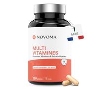 Novoma Multivitamines et Minéraux, 29 vitamines et actifs, magnésium et zinc, 120 gélules