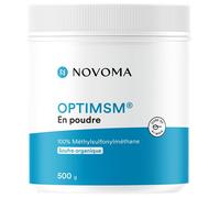 NOVOMA OptiMSM® 500g, Soufre en Poudre Organique, 100% MSM d'Origine Végétale, Soulage les Douleurs Articulaires & Améliore la Beauté des Cheveux, Cuillère Doseuse Incluse