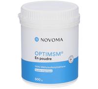 NOVOMA OptiMSM® 500g, Soufre en Poudre Organique, 100% MSM d'Origine Végétale, Soulage les Douleurs Articulaires & Améliore la Beauté des Cheveux, Cuillère Doseuse Incluse