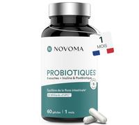 Novoma Probiotiques – Complexe flore intestinale, 60 milliards UFC/jour, vegan, 6 souches, 60 gélules