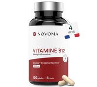 NOVOMA Vitamine B12 1000 µg - Méthylcobalamine, 120 Gélules | Pour 4 Mois - Forme Coenzymée de la Cobalamine - Methylcobalamine - Fabriqué en France