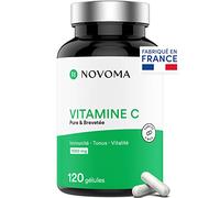 NOVOMA Vitamine C 1000 mg Quali®-C - Acide L-Ascorbique Pur, 120 Gélules | Pour 2 Mois - Matière Première Brevetée - Qualité Européenne- Fabriqué en France