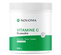 NOVOMA Vitamine C en Poudre - Acide L-Ascorbique 1000 mg par Dose, 500 g | Pour 6 Mois - Texture Ultra Fine - Soluble dans l'Eau - Cuillère Doseuse Incluse