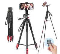 NovoNost Trépied pour téléphone de 164 cm avec déclencheur à distance et support de téléphone, compatible avec iPhoneAndroidcaméra de sport, parfait pour l'enregistrement vidéoselfiestreaming en