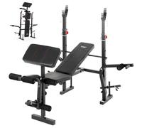 Novonova Banc de Musculation Complet Multifonction avec Dossier Réglable, Repose-Jambes et Support de Poids, Banc Musculation Pliable&Inclinable/Banc Developper Coucher, Banc de Biceps/Banc de Curl