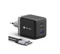 NOVOO 100W Chargeur USB C Rapide GaN Prise USB C à 3 Ports,Noir | Avec 1 Câble 100W,Adaptateur Compatible avec iPhone 16Plus Pro Max,Galaxy PPS 45W,S22,S23 Ultra,Pixel,iPad,MacBook Air