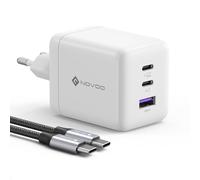NOVOO 100W Chargeur USB-C Rapide，Prise USB C à 3 Ports, Adaptateur Compatible avec iPhone 16 Plus Pro Max, Galaxy PPS 45 W, S24 Ultra, S23, S22, Pixel, iPad, MacBook Air, Blanc