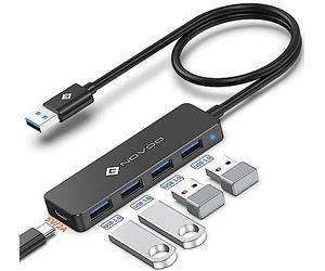 NOVOO 4 Ports Data Hub USB C vers USB 3.0 5Gbps Adaptateur USB C Hub vers USB Compatible avec iPhone 15 Plus Pro Max MacBook Pro Air 2023 iMac iPad Pro Air Surface Pro Galaxy S24 (60cm)
