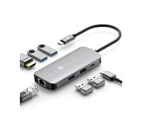 NOVOO 7 en 1 Hub USB C vers HDMI 4K@60Hz,Ethernet,3*USB A 5Gbps,100W PD | USB C Adaptateur Compatible avec iPad Pro Air Mac Mini M4 Surface Galaxy S24