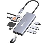 NOVOO Adaptateur USB C 8 en 1 vers HDMI 4K60Hz,Ethernet Gigabit,USB C 5Gbps | 2 x USB A 3.0, SD/TF, 100W PD, Multiport Hub for MacBook Pro Air M2 M1 Surface iPad Galaxy HP