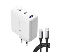NOVOO Chargeur USB-C GaN III 120W Rapide, Chargeur Universel PPS 3 Ports Compact avec 1 Câbles PD 100W Type-C, pour MacBook Pro 14'', Dell XPS 13, iPad Pro, iPhone 15, Galaxy S23, Note20, Apple Watch