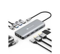 NOVOO Docking Station 11 en 1, Station d'accueil USB C Double HDMI | Multiport Dock USB C vers USB*4,PD 100W,Gigabit Ethernet,Lecteur de Carte SD/TF,pour MacBook Air Pro HP Dell XPS