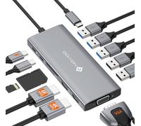 NOVOO Docking Station d'accueil USB C 12-en-1, Docking Station USB C, 2 HDMI, VGA, 5 USB Ports, 100W PD, Lecteur SD/TF, Compatible MacBook/Dell/HP/Surface