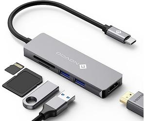 NOVOO Hub C USB 5 en 1 avec adaptateurs HDMI 4K, 2 Ports USB 3.0, Lecteur de Cartes SD/TF Hub multiport USB-C pour MacBook Pro 2019/2018, iMac 2017, Huawei Matebook, Google Chromebook Pixel