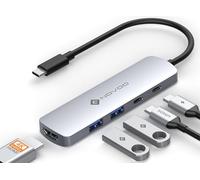 NOVOO Hub USB C 4K @ 60 Hz HDMI - Port de données USB-C - PD 100 W - 2 ports USB-A - Adaptateur multiport compatible avec MacBook Air/Surface/XPS/Galaxy S24/iPhone 16/Steam Deck