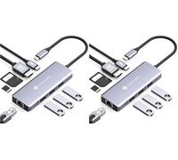 NOVOO Hub USB C 8 en 1 Adaptateur USB C vers HDMI 4K, USB 3.0 x 3, Gigabit Ethernet, Alimente PD 100W, Lecture de Carte SD/TF, Multiport USB Hub pour Macbook Air Macbook Pro (Lot de 2)