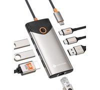 NOVOO Hub USB C, Adaptateur USB C vers Ethernet 1000Mbps, HDMI 4K@60Hz, USB A X 3, USB C X 1, PD 100W Multiport USB Hub pour MacBook Air/Pro, Lenovo, Surface, Galaxy