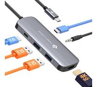 NOVOO Hub USB C multiport USB C vers USB 3.2 x 2, Charge PD 100 W, Ports de données HDMI 4K à 60 Hz et USB-C 3.2 10 Gbit/s, Audio 3,5 mm, Adaptateur USB-C 6 en 1 Compatible avec MacBook Pro, Air et