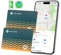 NOVOO Lot de 2 cartes de suivi de portefeuille intelligent Air Tag - Bluetooth - 1,6 mm - Durée de vie de la batterie : 6 ans - Compatible avec Apple Où est ? Application (iOS uniquement) - Pour