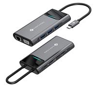 NOVOO Station d'accueil 9 en 1, Hub USB C Dual HDMI, Multiport Dock USB C vers USB x 4, PD 100W, Gigabit Ethernet, Lecteur de Carte SD/TF, Station d'accueil pour MacBook Air Pro HP Dell XPS