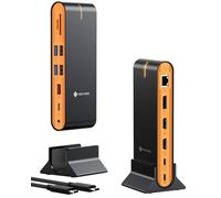 NOVOO Station d'accueil pour ordinateur portable 15 en 1 pour triple affichage avec double HDMI 4K @ 60 Hz + DP 8K @ 30 Hz + 6 ports USB (y compris USB-A/C 10 Gbit/s) + hôte USB + PD 1000 W + LAN 1000
