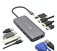 NOVOO Station d'accueil USB C 11 en 1, Docking Station Dual HDMI, Station d'accueil Adaptateur Multiport Universel pour Lenovo, Dell, Microsoft，Macbook，HP