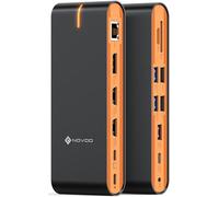 NOVOO Station d'accueil USB C 15 en 1 - Triple écran 8K @ 30 Hz DP - Double 4K @ 60 Hz HDMI - 10 Gbps USB-A+C - SD/TF - Gigabit Ethernet - PD 100 W - Hub USB C compatible avec Mac M1/M2/M3/M4 Pro/Max,