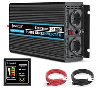 NOVOPAL 1000W 2000W Convertisseur Pur Sinus 12V 220V 230V Onduleur Transformateur,2 Prises EU AC,1USB,5M Télécommande,Convient pour Camion, Camping, Voyage,Voitures
