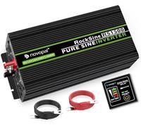 NOVOPAL 1500W 3000W Convertisseur Pur Sinus 12V 220V 230V Onduleur Transformateur,2 Prises EU AC,1USB,5M Télécommande,Convient pour Camion, Camping, Voyage,Voitures