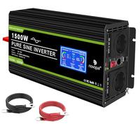 NOVOPAL 1500W 3000W Convertisseur Pur Sinus 12V 220V 230V Onduleur Transformateur avec écran LCD,2 Prises EU AC,1USB,5M Télécommande,Convient pour Camion, Camping, Voyage,Voitures